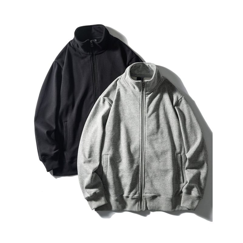 Stand Collar Sweatshirt Sports Zipper Cardigan Knitted Jacket Men's Spring and Autumn Style Export American Retro Casual Jacket