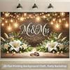 2D White Lily String Lights Wedding Photo Booth Background