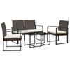 VidaXL Ensemble à manger de jardin 5 pcs et coussins marron rotin PP, ensemble à manger, ensemble à manger d'extérieur, 360216