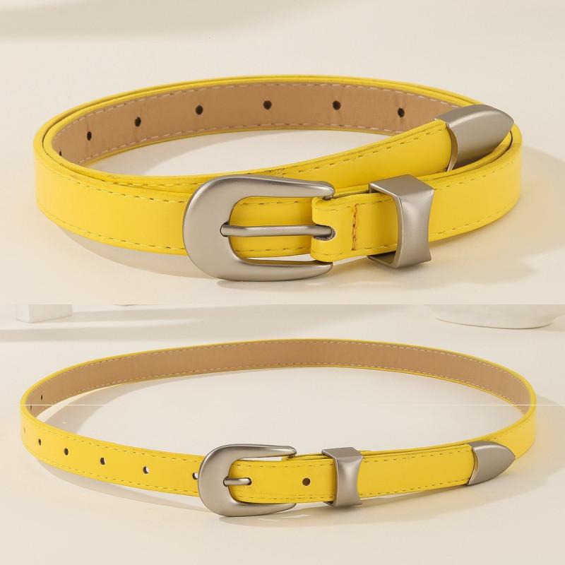 Solid Color Simple Metal Buckle Decoration Women Casual Belt For Daily Use