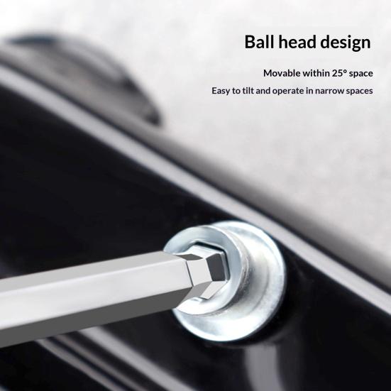 Small Space Operation Tool T-Handle Hex Wrench, Professional Ergonomic Grip Metric Extended Shaft Industrial Equipment Maintenance Wrench for