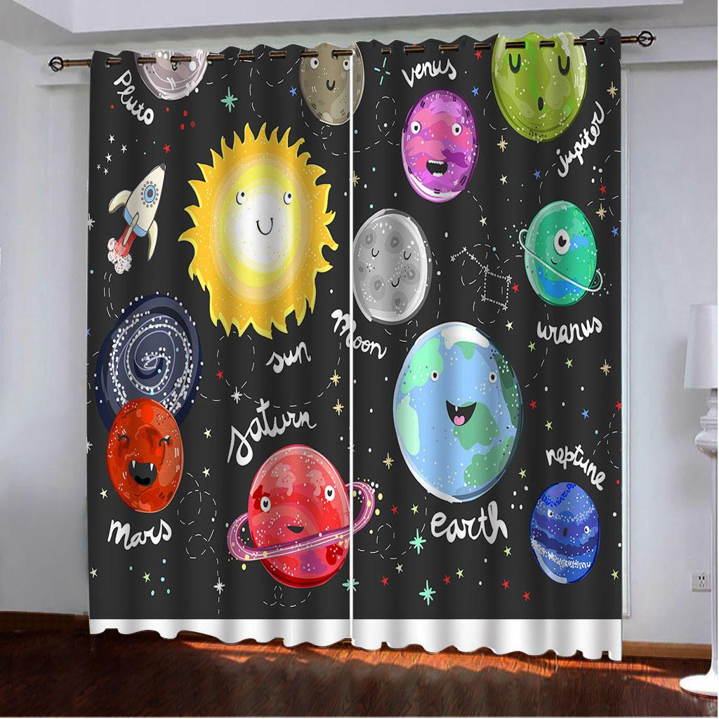 

Curtain Cartoon Little Planet 3D Digital Printing High Density Shading Size Can Be Determined 140*100