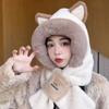 Casual Women Plush Hat with Scarf Soft Winter Scarf Autumn Ear Hat Scarf  Girls