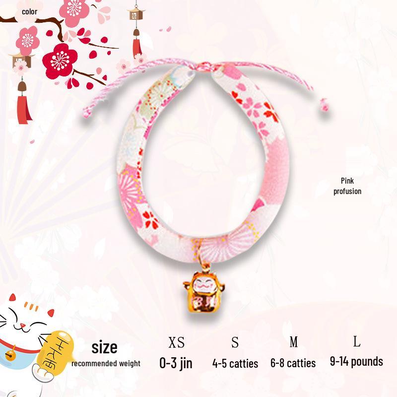Maneki-Neko Style Pet Collar with Bell - Japanese & Korean Inspired for Cats and Dogs