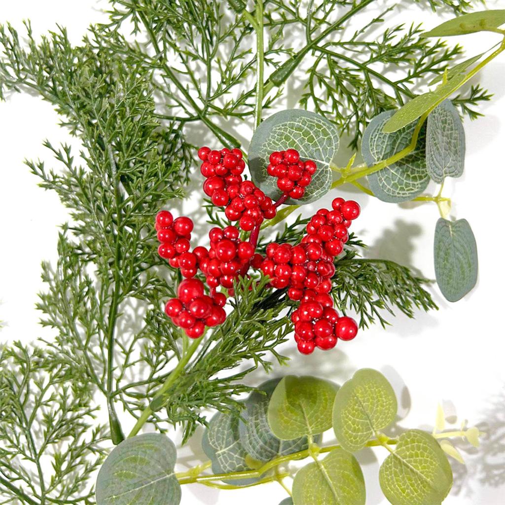 Christmas Decoration Xmas Garland Artificial Berries Garland Holiday Xmas Cabinet Table Artificial Leaf Decor Wreath