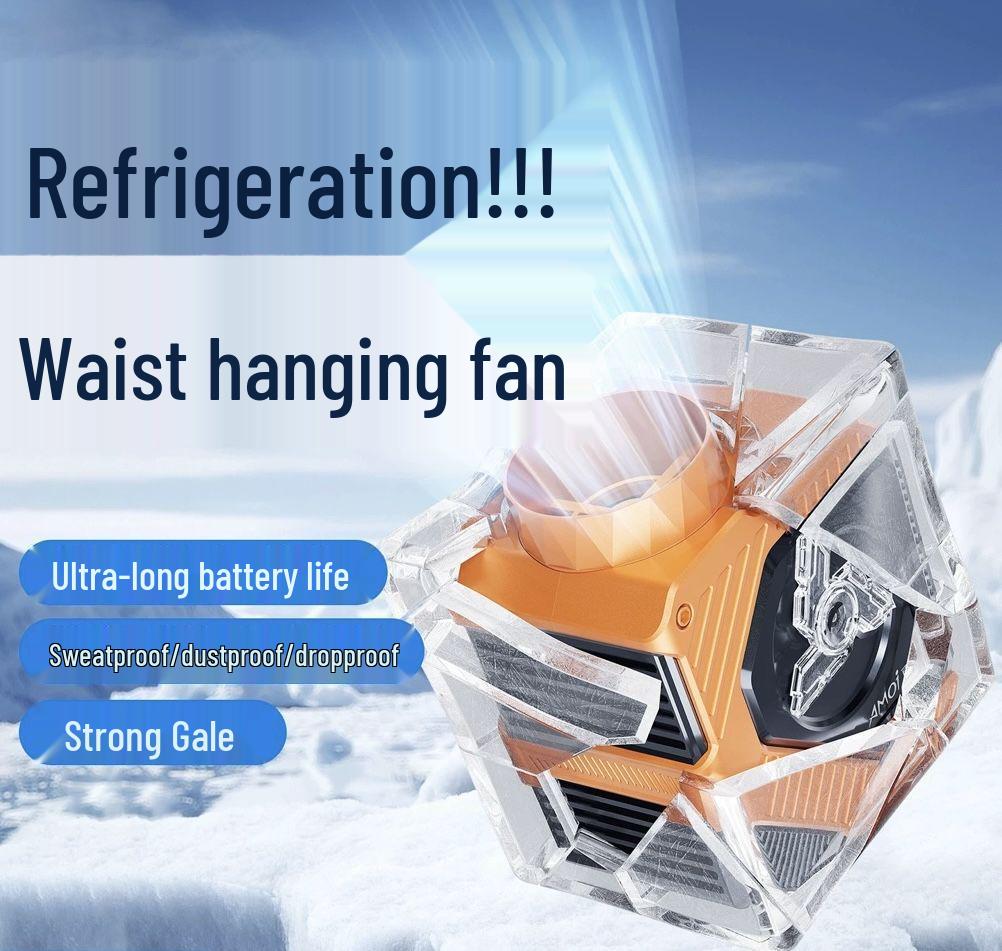 Portable Rechargeable Waist & Neck-Hanging Fan - Strong Wind, Outdoor Cooling Clip-on