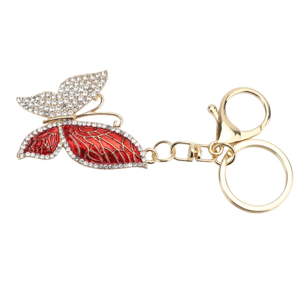 Cute Keychain Rhinestones Keychain Portable Handbag Pendant Key Chain for Women Girls Red