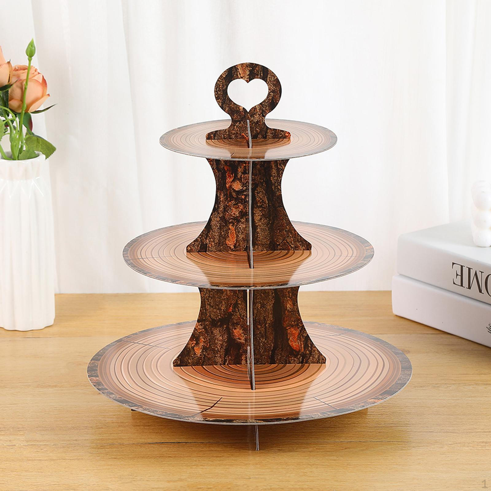 

Трехъярусная картонная подставка для кексов, подставка для торта, дерево, поднос для десертов, украшение для вечеринки на выпускной