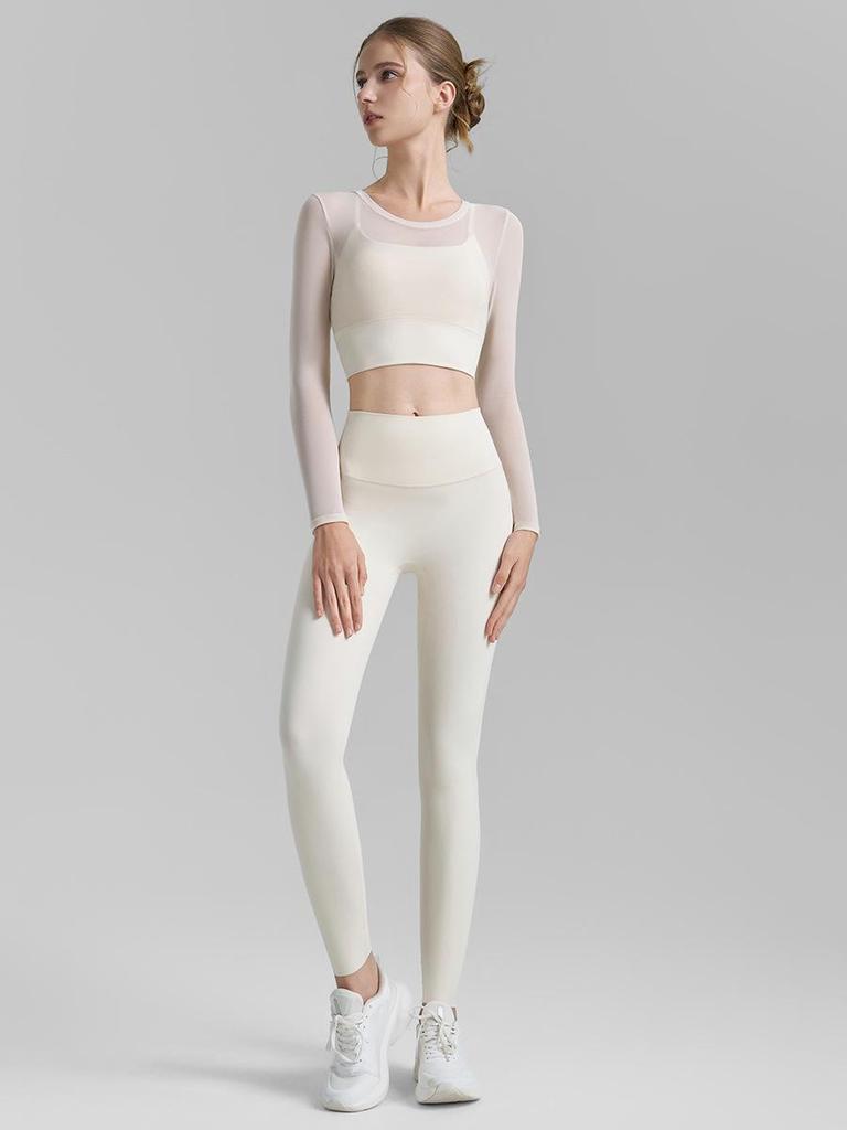 2025 Autumn Women's Mesh Yoga Set: Two-Piece Short & Tight Lycra Pants