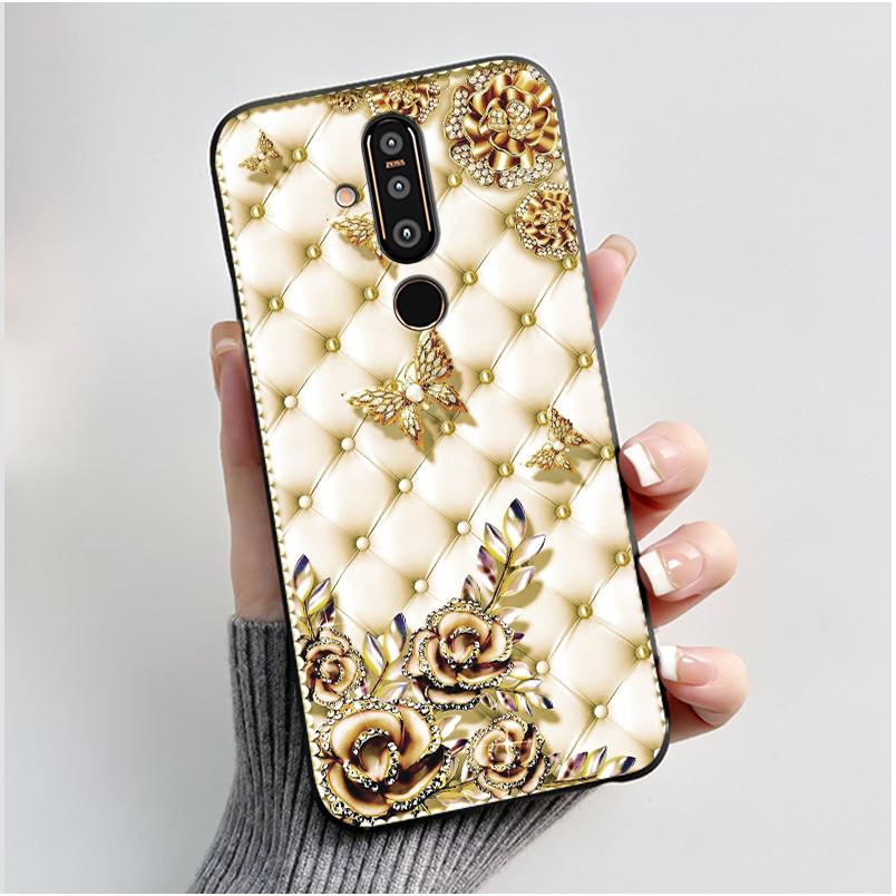 Case For Nokia 8.1 Plus/Nokia X71 Phone Casing Vast Grasslands With Beautiful WildFlowers Pattern Soft Black Anti-Scratch Case
