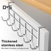 Storage Rack with 6 Hooks Sturdy Construction Strong Load-bearing Simple Installation Clothes Hanger Stainless Steel Hook