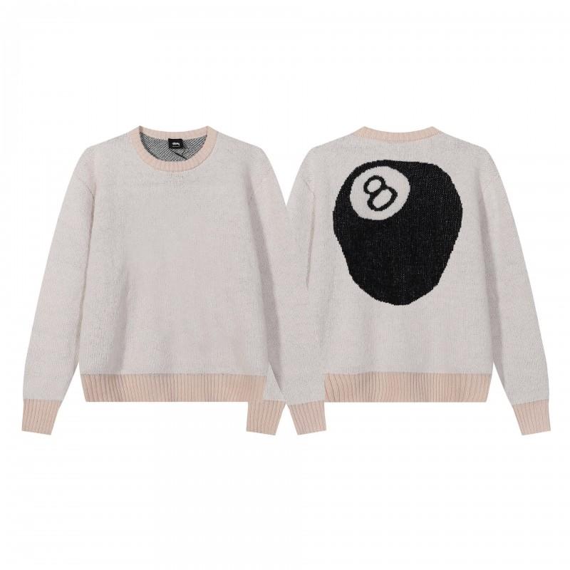 Unisex Baumwollstrickpullover mit geschwungenem Buchstabenaufdruck Lockerer Schnitt Langarm Herren Damen Jugendliche Freizeitkleidung
