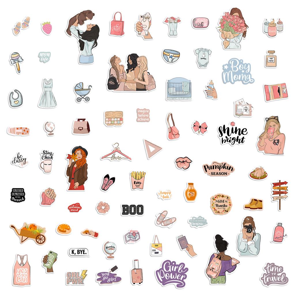 12 Sets Of Female Stickers Ins Creative Cute Girl Heart Hand Account Decorative Sticker Creative Hand Account Painting