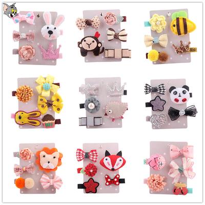 5Pcs Lovely Kids Toddler Cute Hairpin Girl Cartoon Animals Motifs Hair Clip Set