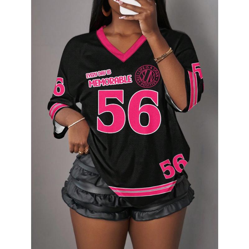 Fashion Women's V-Neck Short Sleeve 3D Casual Color Printing Casual Short Sleeve V-Neck T-Shirt