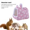 Gezellig Hamster Nest Half Omheind Met Ophanghaak Cartoon Bedrukt Comfortabel Huisdierbed Voor Koud Weer