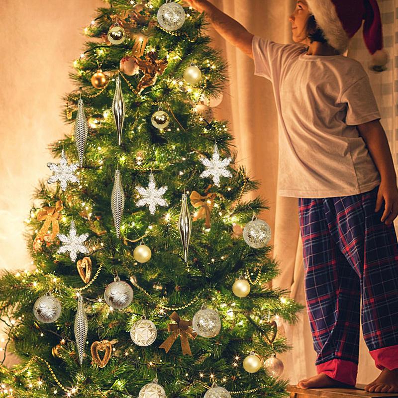 Christmas Baubles Balls Ornaments Set Shatterproof Glitter Baubles Kit For Christmas Tree Assorted Christmas Baubles Decorations