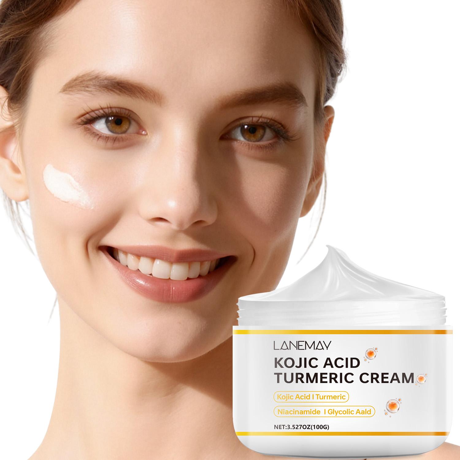 Kojic Acid Turmeric Cream-Make The Skin Appear Lighter-Make Skin Look Smoother And Firmer-Suitable For All Skin Types, 100ml