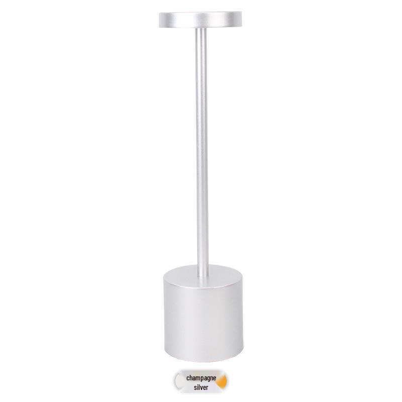 Rechargeable LED Touch Bar Table Lamp: Dimmable Metal I-beam Design for Restaurant and Bar Atmosphere.