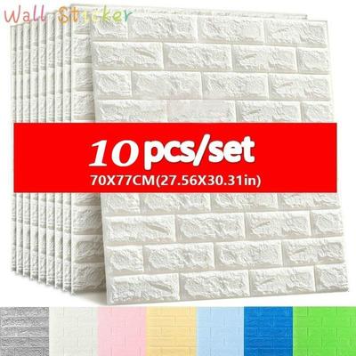 70*77cm 10 TEILE/SATZ 3D Schaum Wand Aufkleber Nachahmung Ziegel Schlafzimmer Dekor Wasserdichte Tapete