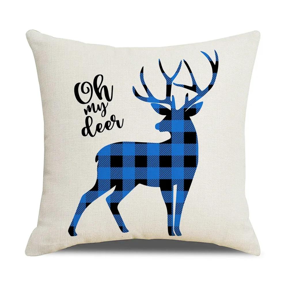 Xmas Cushion Cover Pillowcase Holiday Decor Christmas Pillow Covers Antler Bear Snowflake Christmas Tree Pillow Case