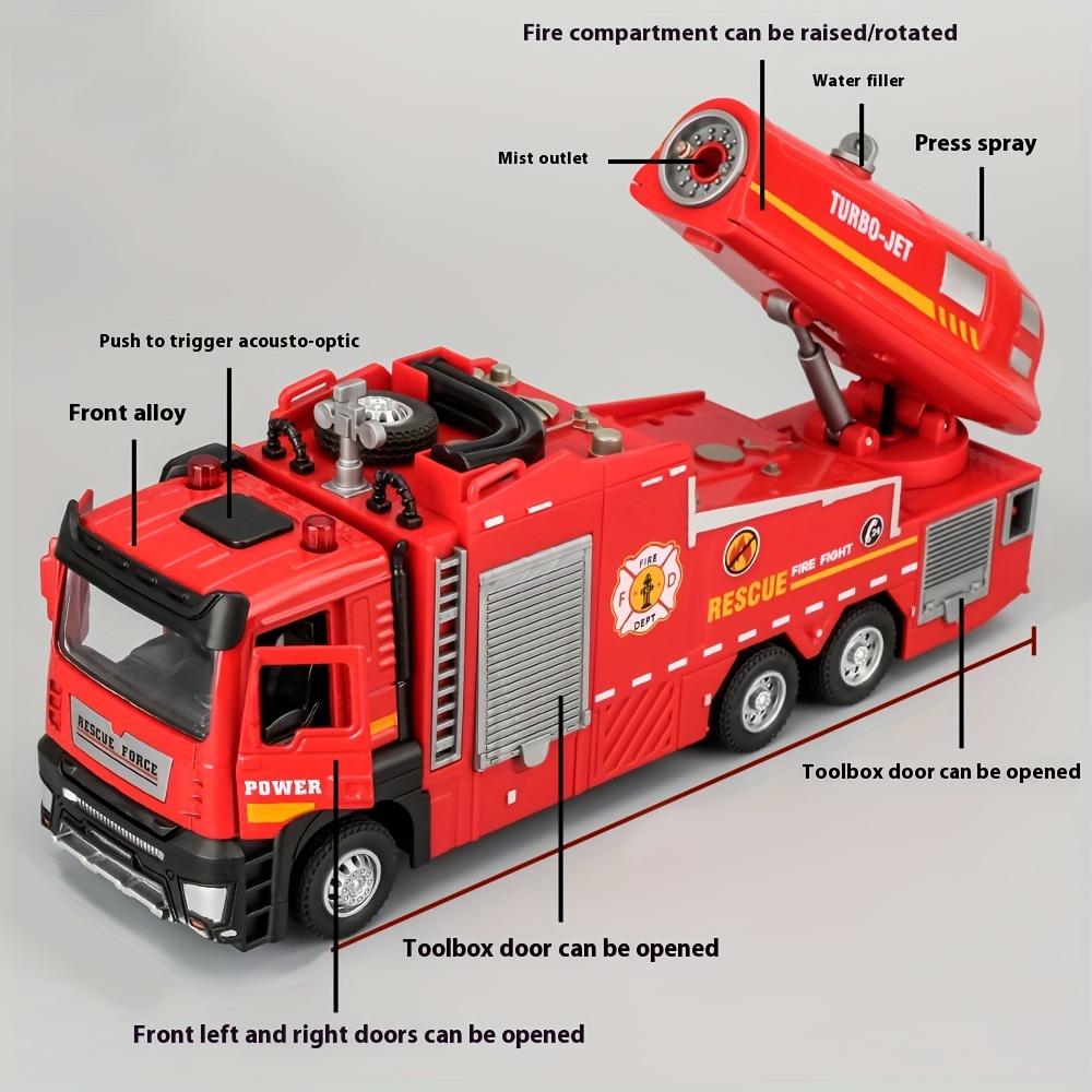 A Fire Truck with an Alloy Cabin, Can Spray + Water Spray, Move Forward, Suitable for Over 6 Years Old, Perfect Gift