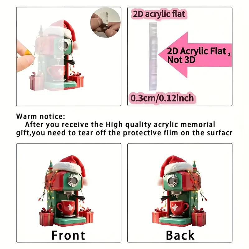 1 piece coffee machine Christmas decora - Christmas themed decora pendant suitable for car rearview mirror Christmas tree decora
