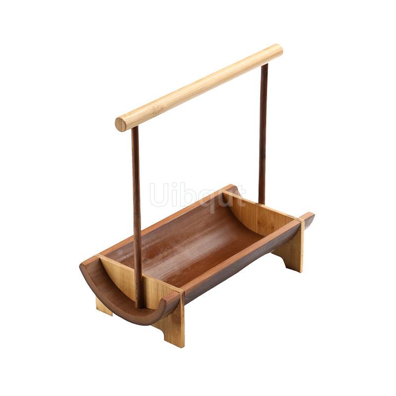 Portable Handmade Bamboo Carry Snack Cake Basket Desktop Refreshment Box Dried Fruit Tray Storage Fruit Snack Dessert Plate