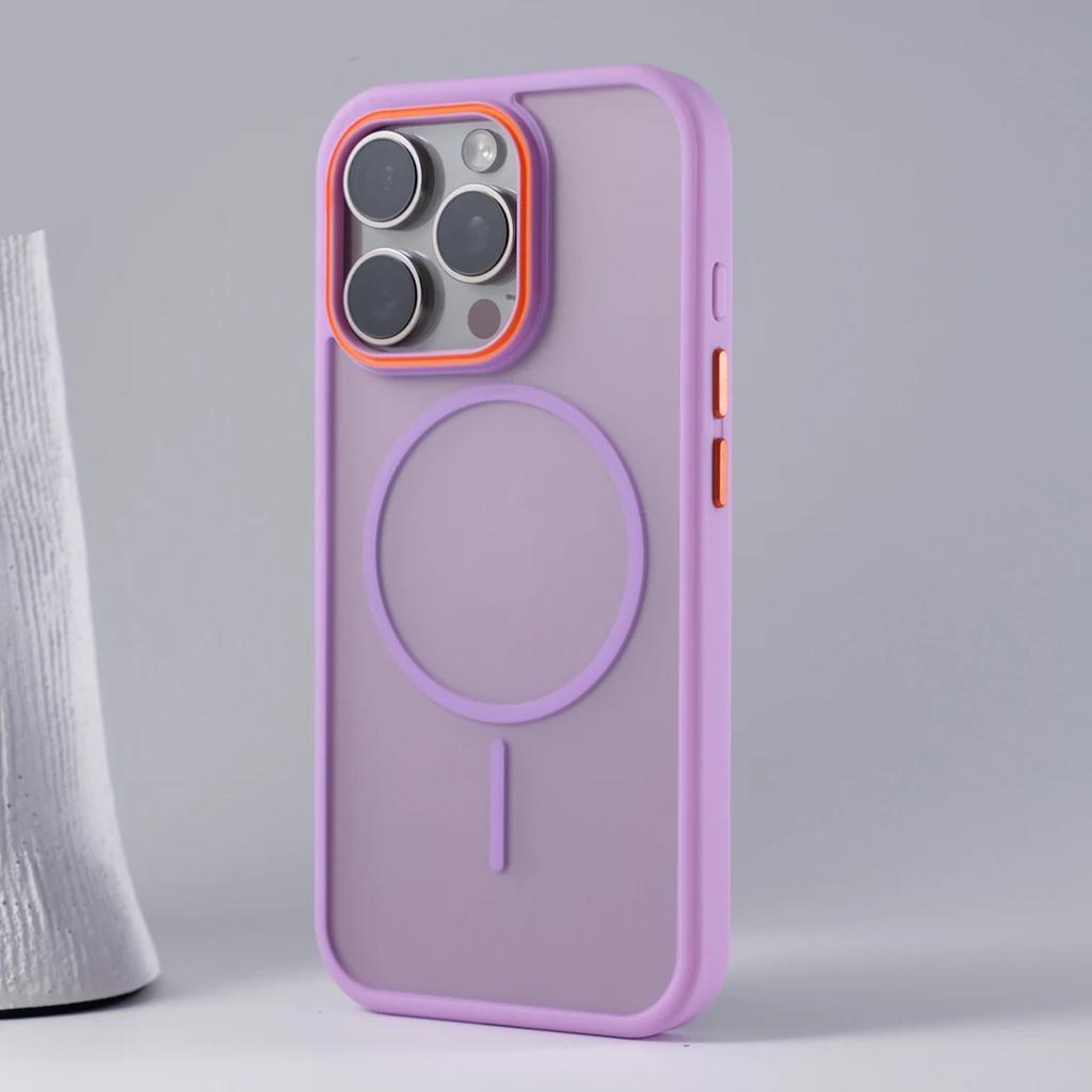 Luxury Simple for Magsafe Phone Case for iPhone 16 15 14 Plus 13 12 11 Pro Max Matte Hit Color Wireless Charge Hard Bumper Cover