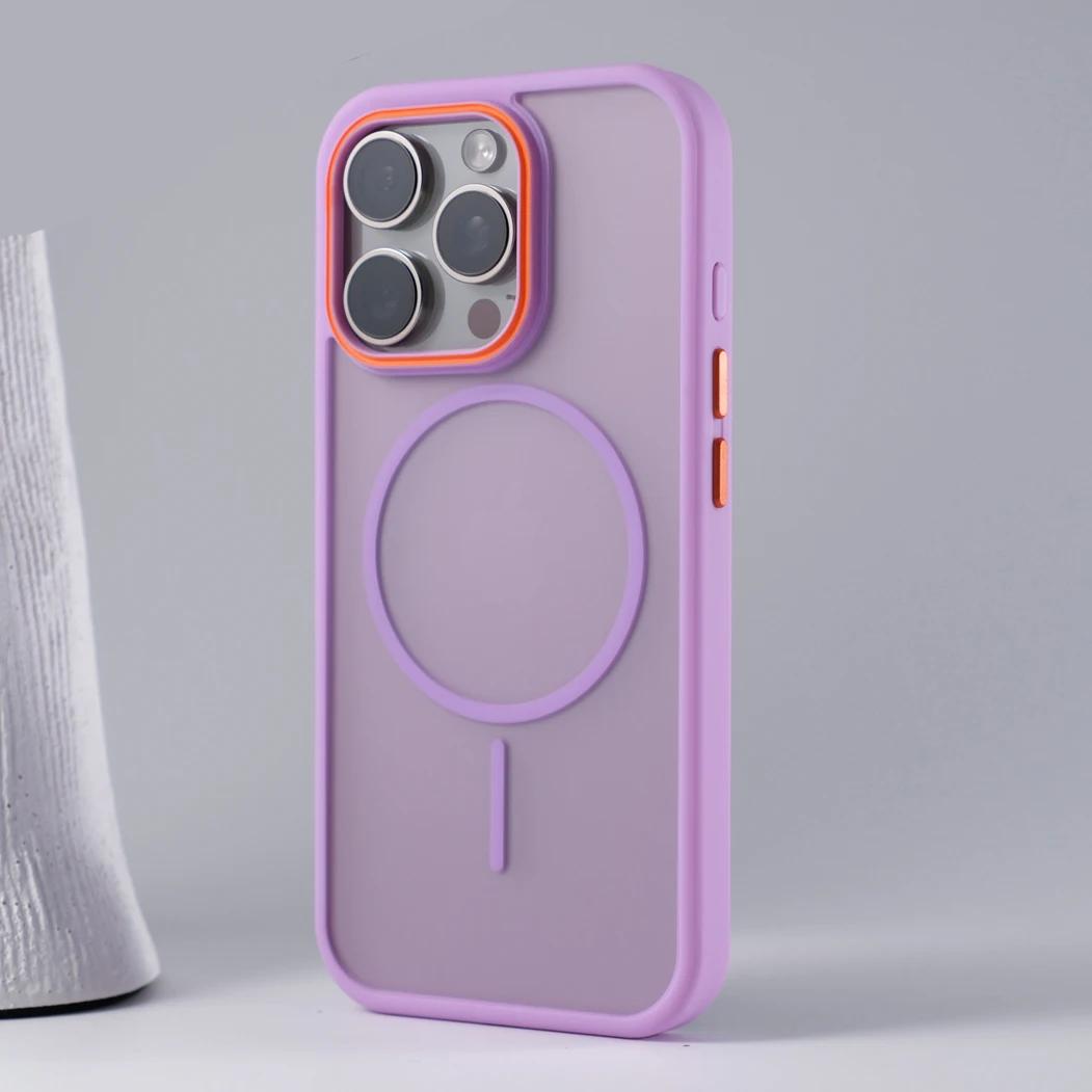 

Luxury Simple for Magsafe Phone Case for iPhone 16 15 14 Plus 13 12 11 Pro Max Matte Hit Color Wireless Charge Hard Bumper Cover For iphone 16