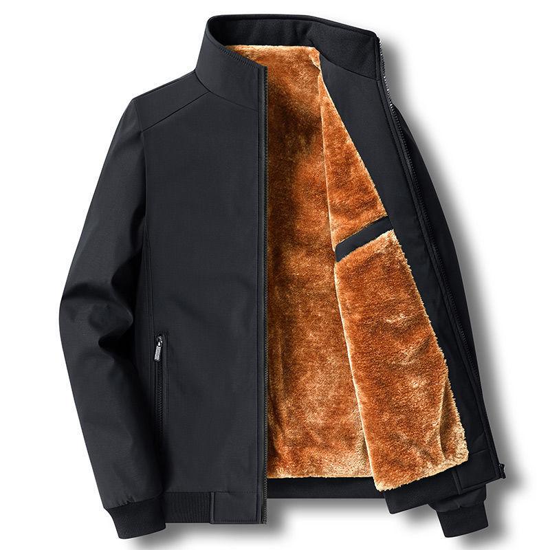 Middle-aged and Elderly Men's Autumn and Winter Jackets with Cotton, Thickened and Warm Dad Jackets, 50 and 60 Year Old Autumn Tops for Men