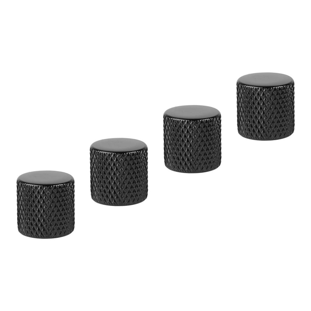 4Pcs Electric Guitar Knobs Set Metal Potentiometer Cap Volume Tone Control for Bass Black