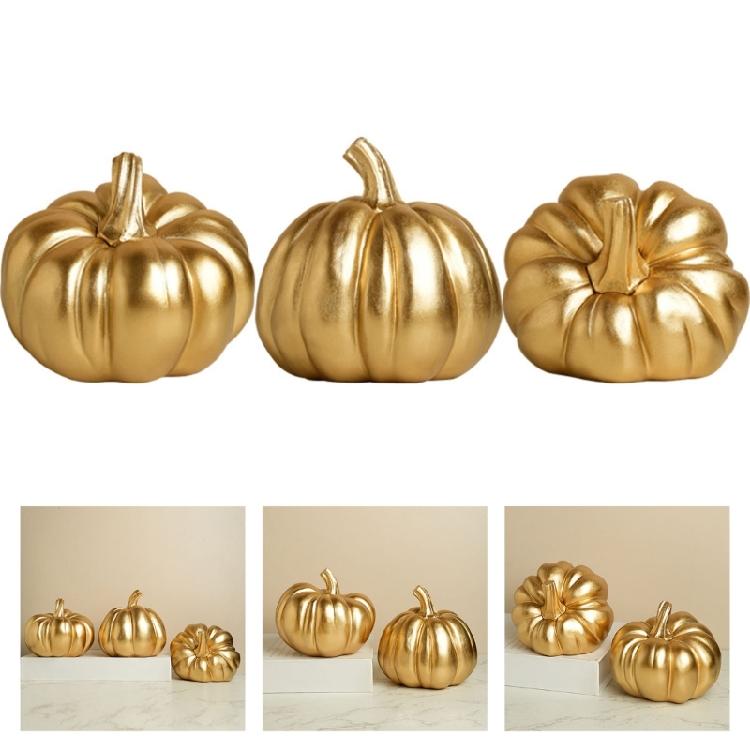 Gold Pumpkins Artificial Pumpkins Decorative Pumpkins Faux Pumpkins Thanksgiving Halloween Holiday Table Centerpieces