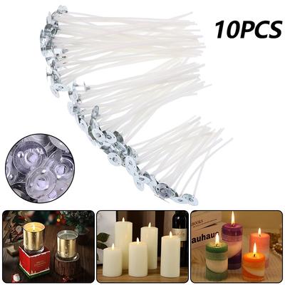 Smokeless Candle Wicks 8-16cm Pre-Waxed Cotton Core Wicks with Metal Sustainer Tabs DIY Handmade Candle Making Tools Wholesale
