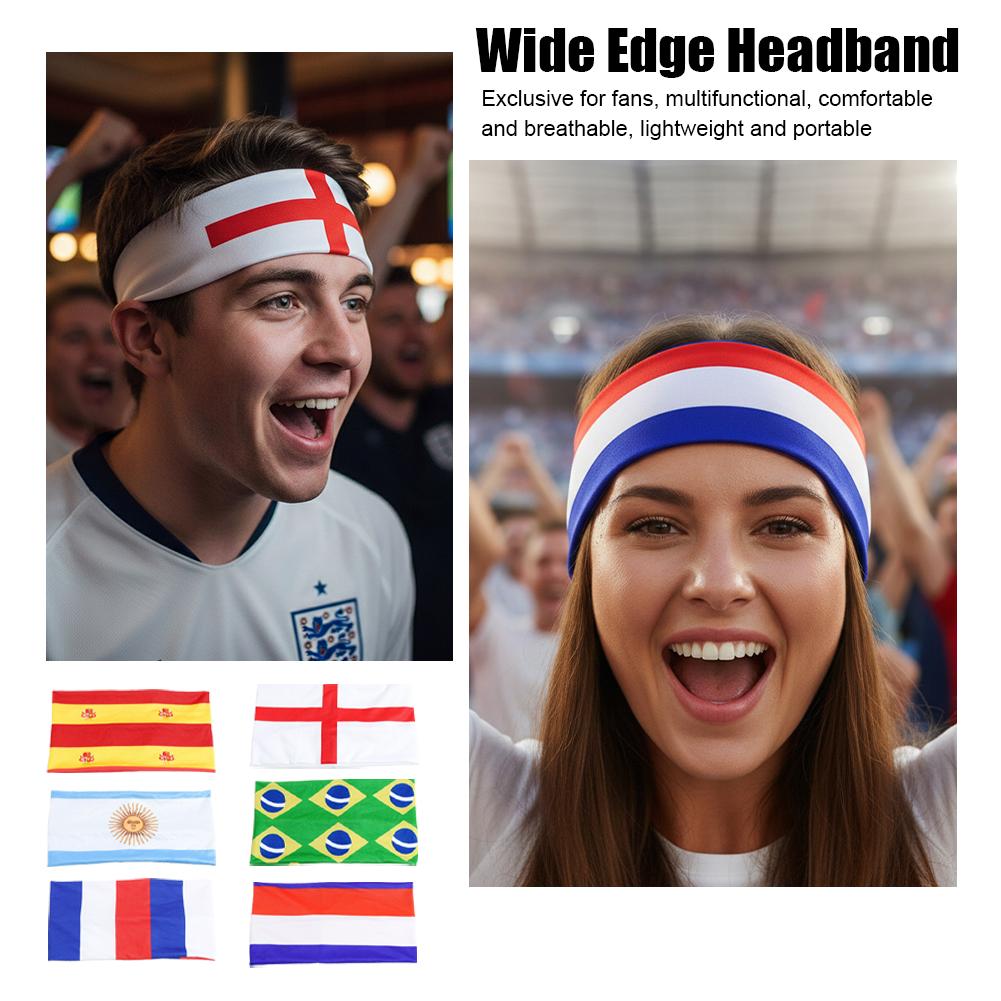 Football game headscarf national flag pattern sports headband elastic wide edge headband men's and women's yoga headband