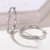Popular Big Earring with Rhinestone 28mm Crystal Circle Hoop Earrings Simple Big Circle Silver Color Hoop Earrings for Women