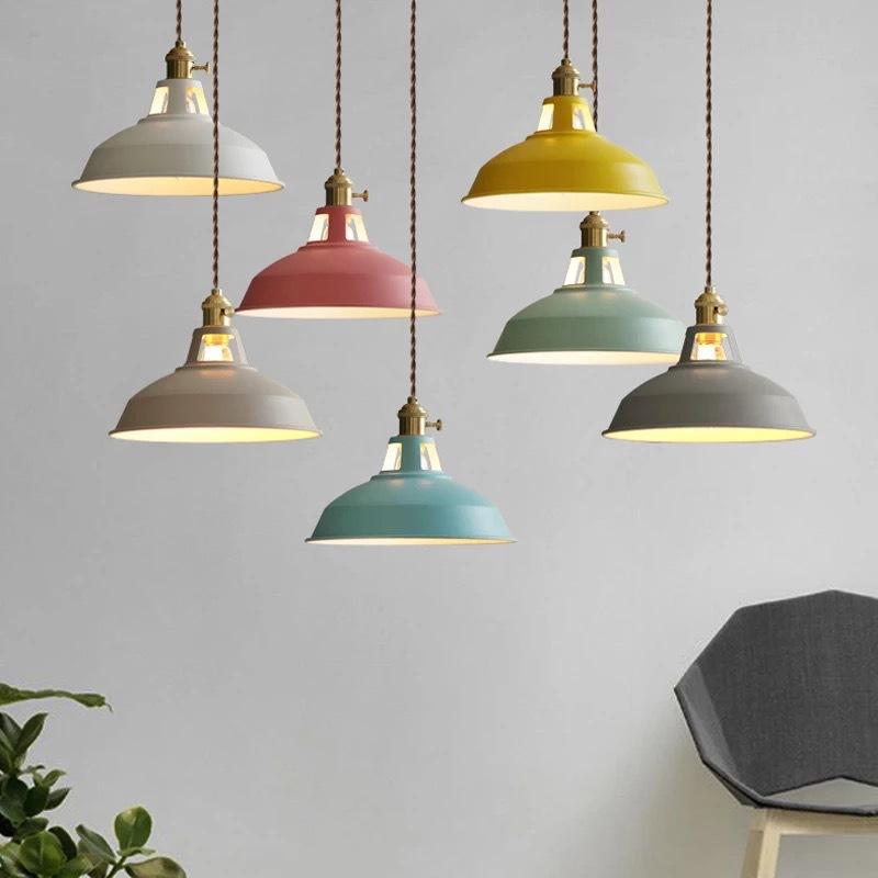 Pendant light retro industrial colorful restaurant kitchen home ceiling lamp vintage hanging light lampshade decorative lamps