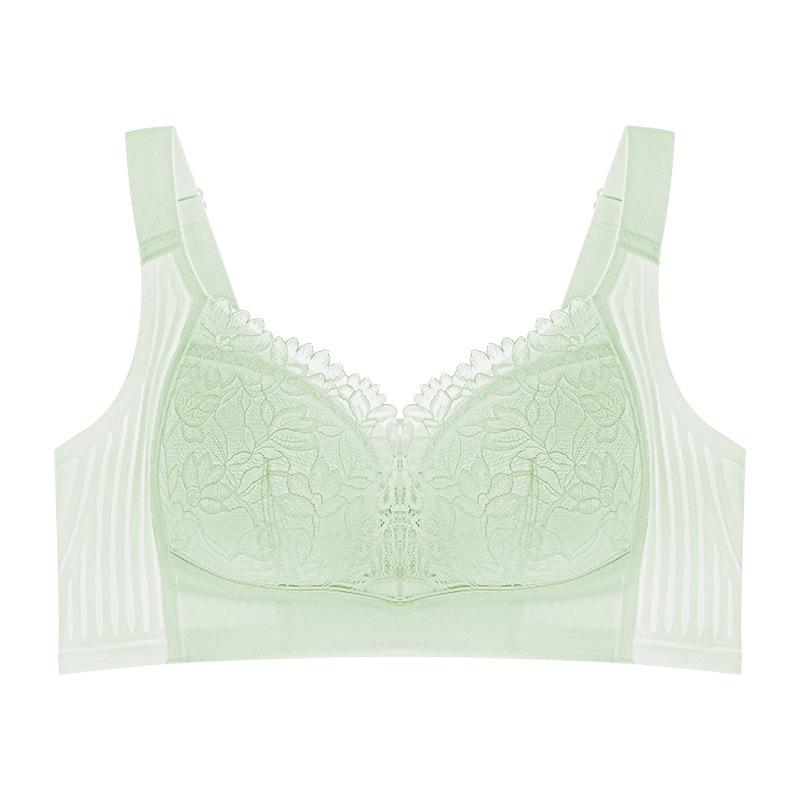 B-E Cup Large Size Underwear Women's Thin Large Breasts Are Small, No Steel Ring, Soft Support of Secondary Breasts, Anti-sagging Lace Bra