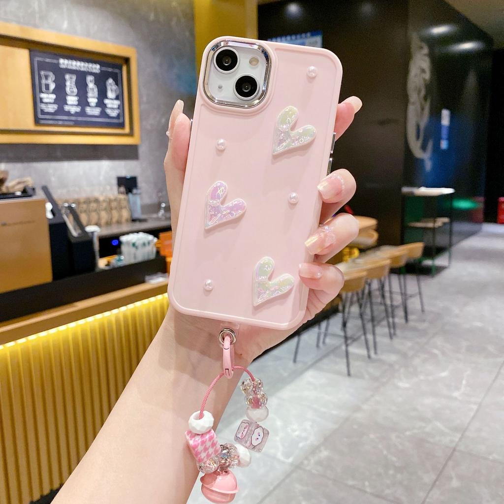Suitable for Apple 16PRO Metal Photo Frame Pearl Love Mobile Phone Case IPhone 7P/XR Solid Color Protection Case
