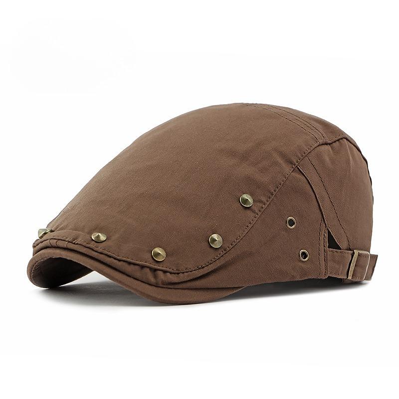 

British Retro Rivet Beret Hat for Men Women Thin Breathable Flat Cap Hip-hop Newsboy Cap Adjustable Streetwear Duckbill Hat 56-60cm