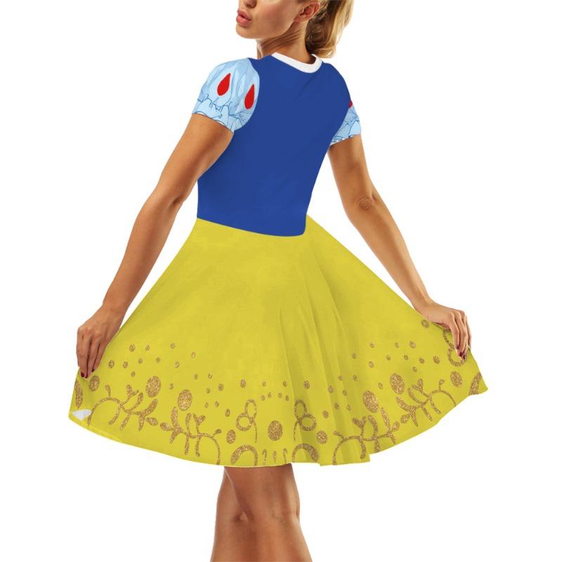 Halloween Snow White Digital Print Women's Dress Crew Neck Casual Women's Skirt