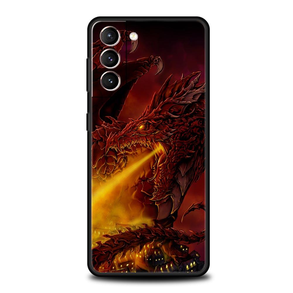Dragon Phone Case For Samsung Galaxy S25 S24 S23 FE S22 Ultra S20 S21 5G S10 Plus S10E Soft Black Cover