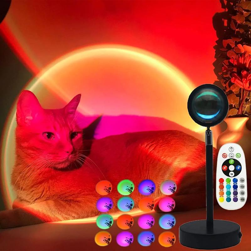 USB Sunset Lighting Ambient Projection Night Light for Home Décor, Relaxing Lighting in Bedroom and Living Room