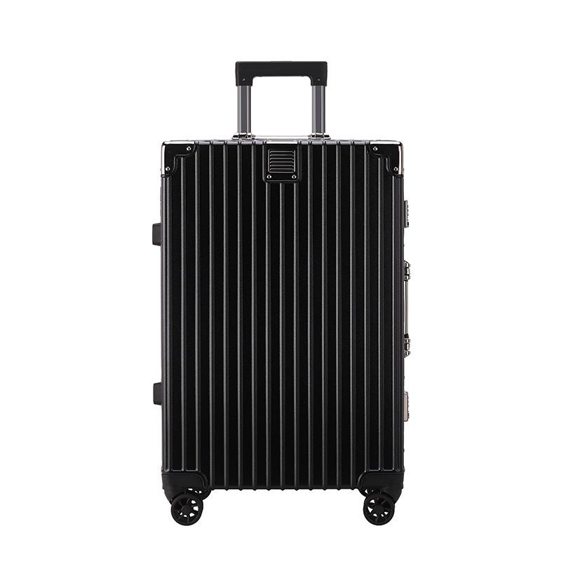 Large Capacity Aluminum Frame Travel Suitcase with Combination Lock, Trolley Wheels, and Durable Design for Men and Women.
