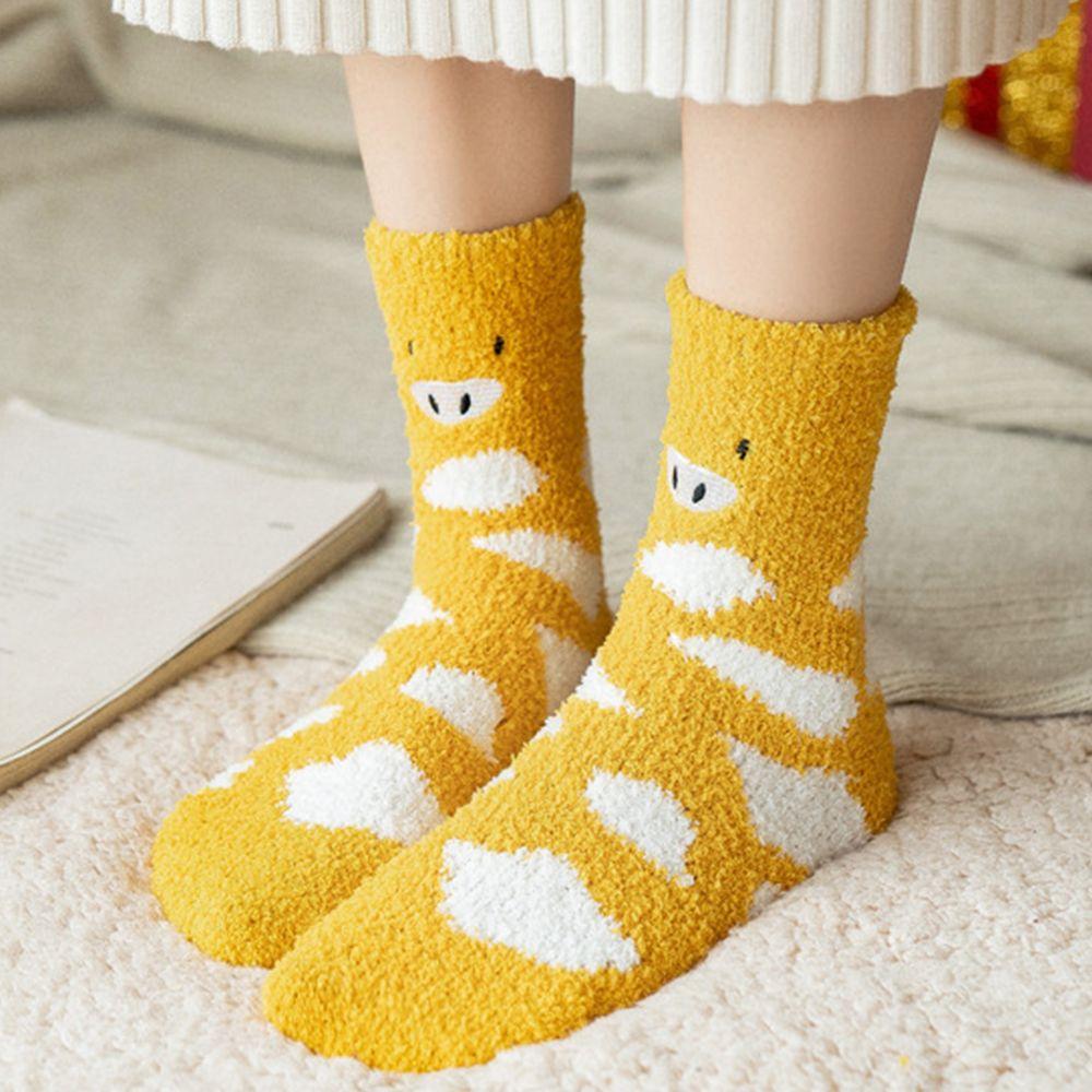 Fashion Design Korean Style Duck Deer Coral Fleece Socks Christmas Hosiery Women Socks Floor Socks