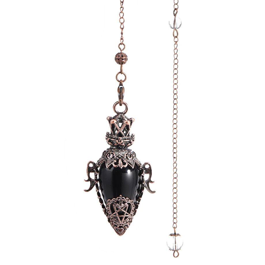 Healing Natural Stone Crystal Pendulums for Divination Black Obsidian Pendant Quartz Pendulum Dowsing Spiritual Pendulos X202
