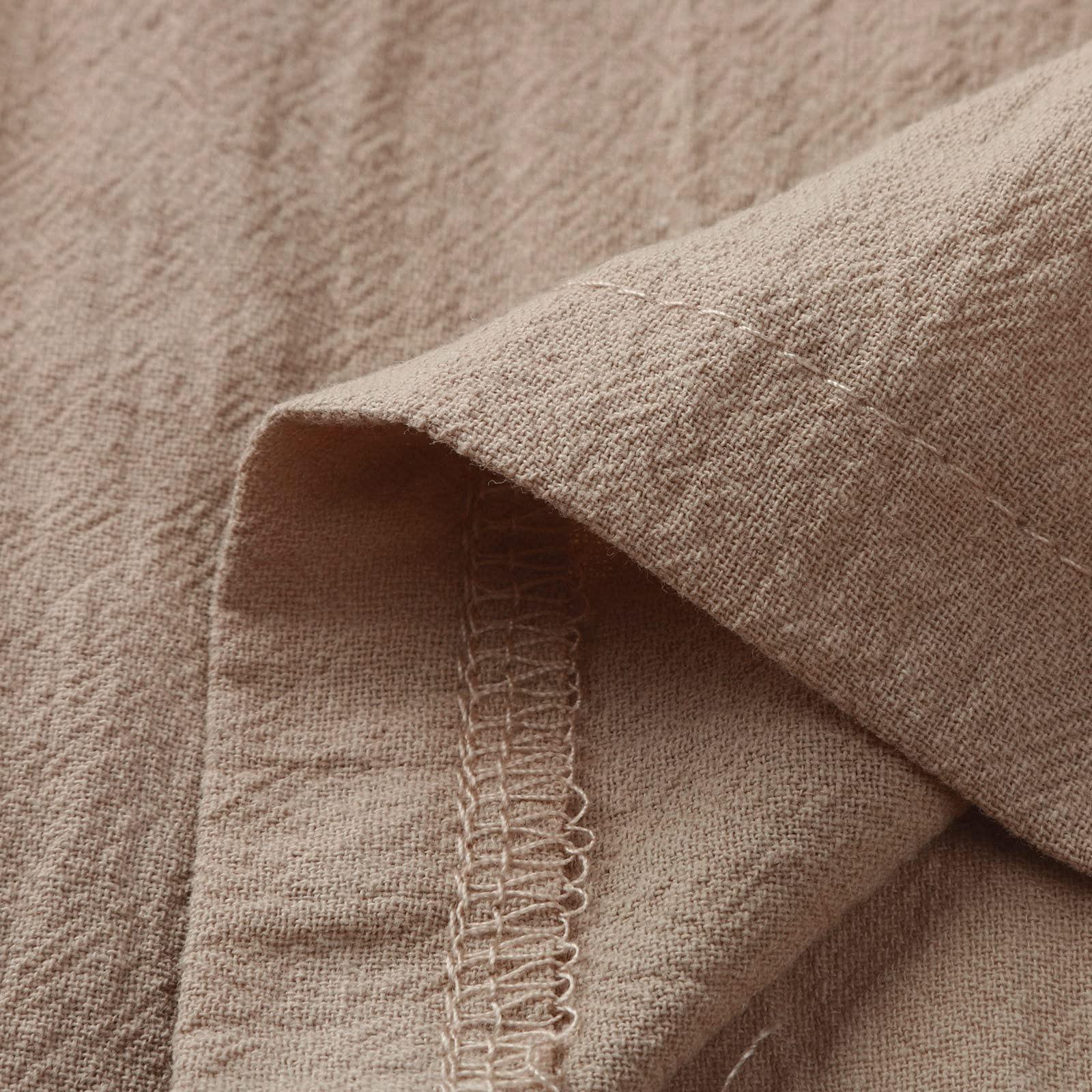 Мужские повседневные свободные однотонные хлопковые льняные брюки с эластичным галстуком — фото 20