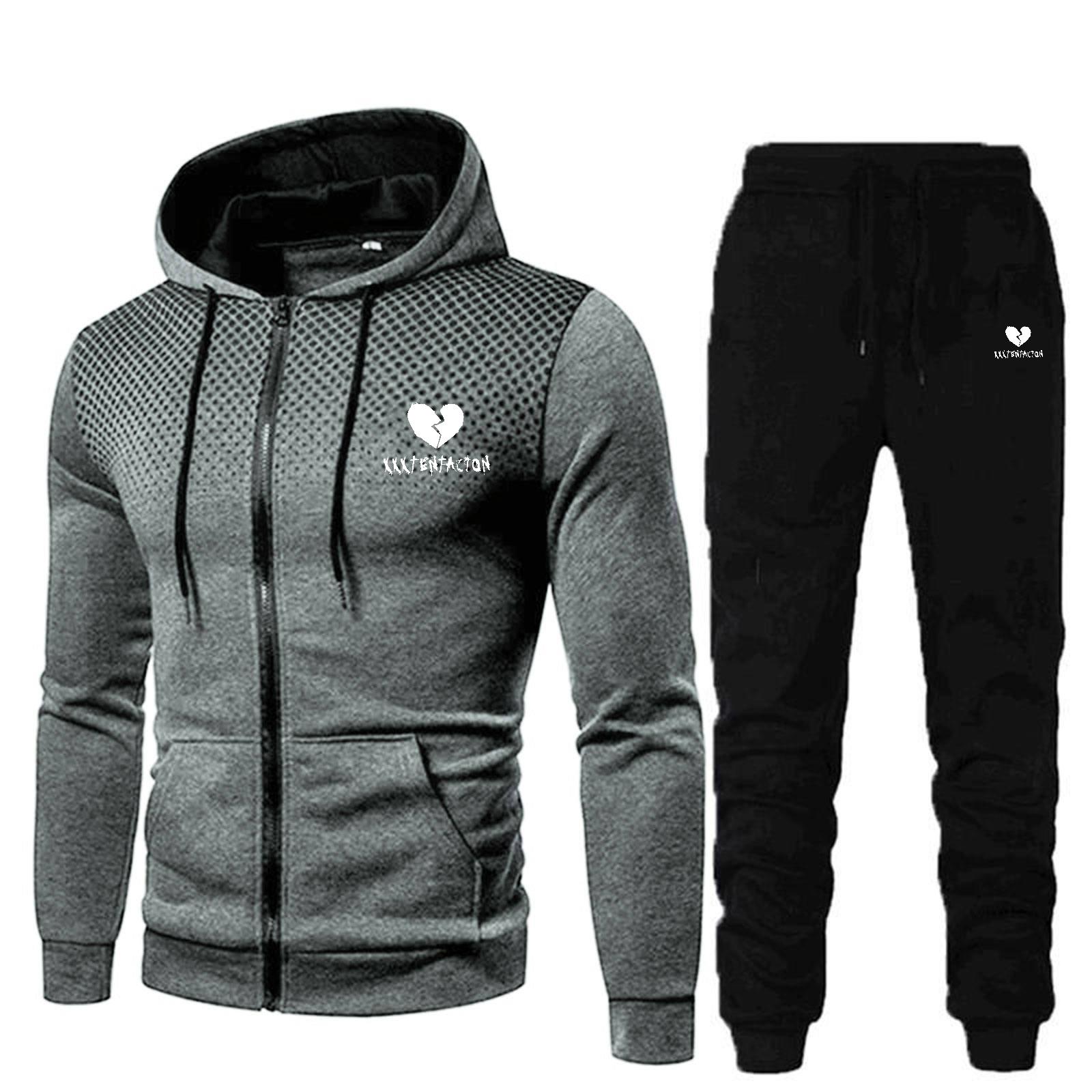 

Мужской повседневный спортивный костюм для зимних видов спорта с толстовкой и брюками в горошек M серый