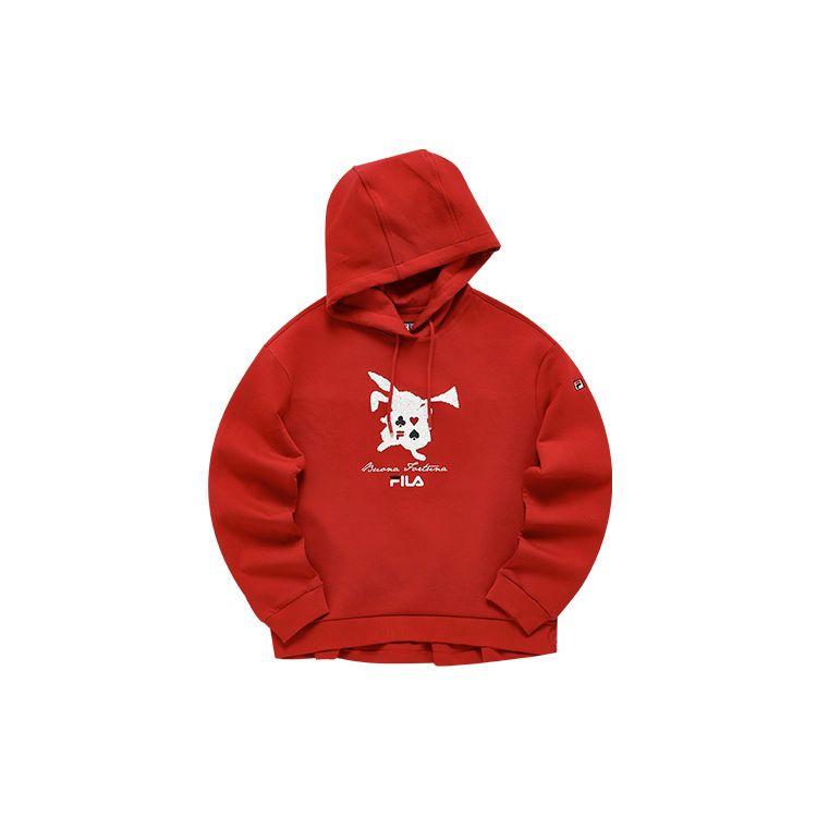 

FILA Logo Print Sports Casual Knitted Hoodie Women Hoodies Hot-Red F11W218209FRD XL