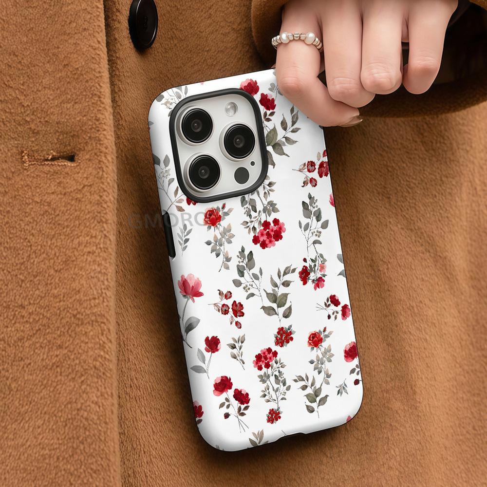 Double-layer Processed French Rose Floral MagSafe Magnetic Suction iPhone17 Mobile Phone Case Anti-drop Protective Case